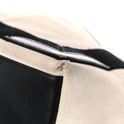 Balenciaga Cotton Canvas Satin Calfskin S Navy Cabas Natural Black 14 of 34
