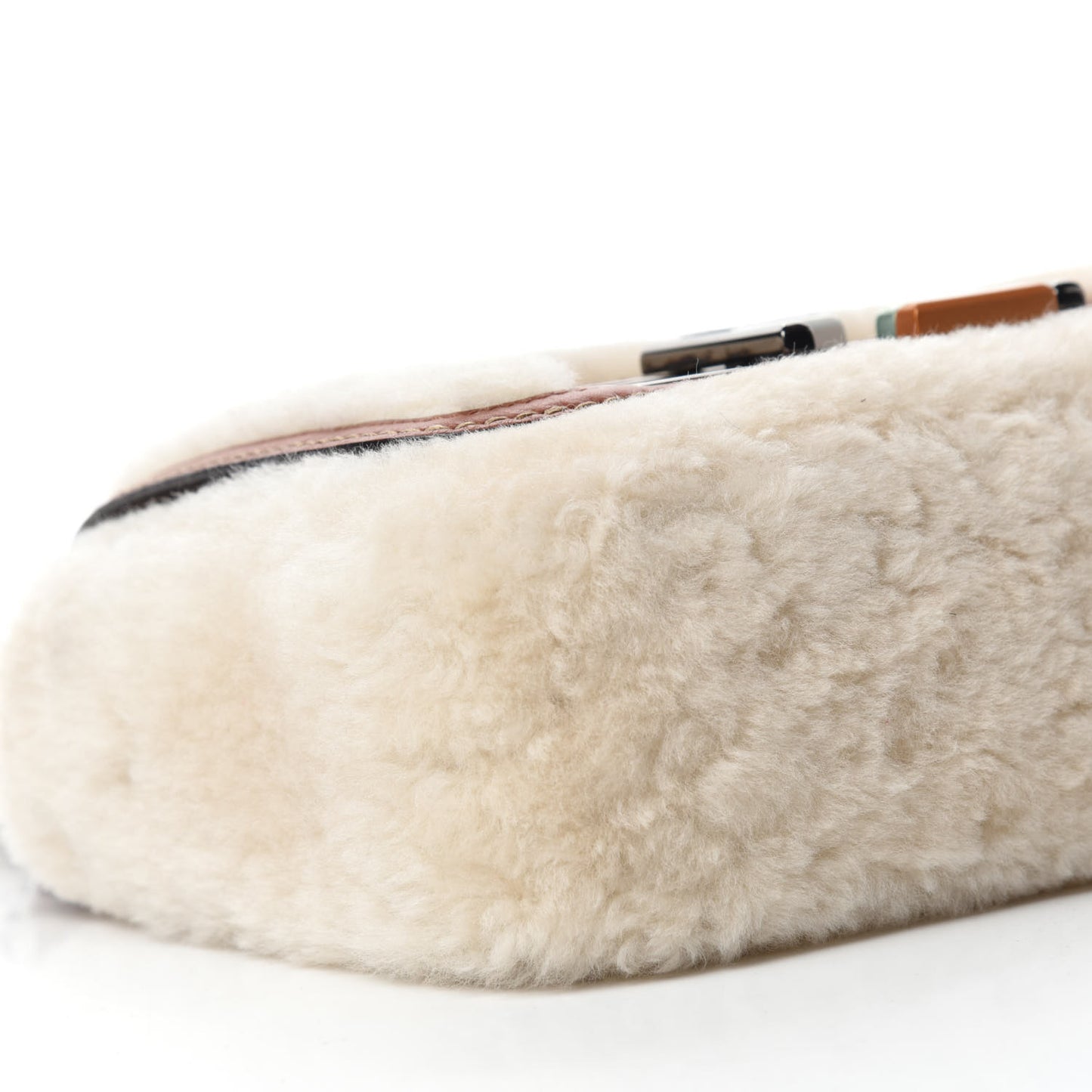 Shearling Vitello Dolce 3Baguette Shoulder Bag Beige