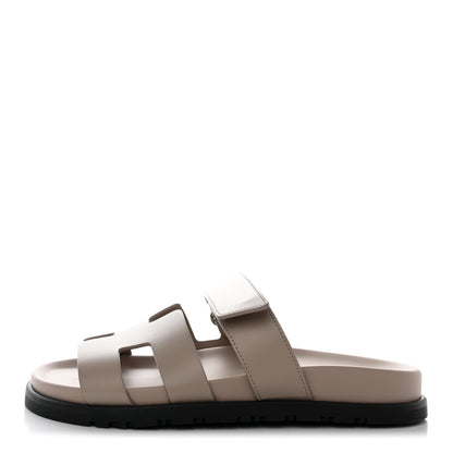 Hermes Calfskin Womens Chypre Sandals 37 Beige Mastic 1 of 8