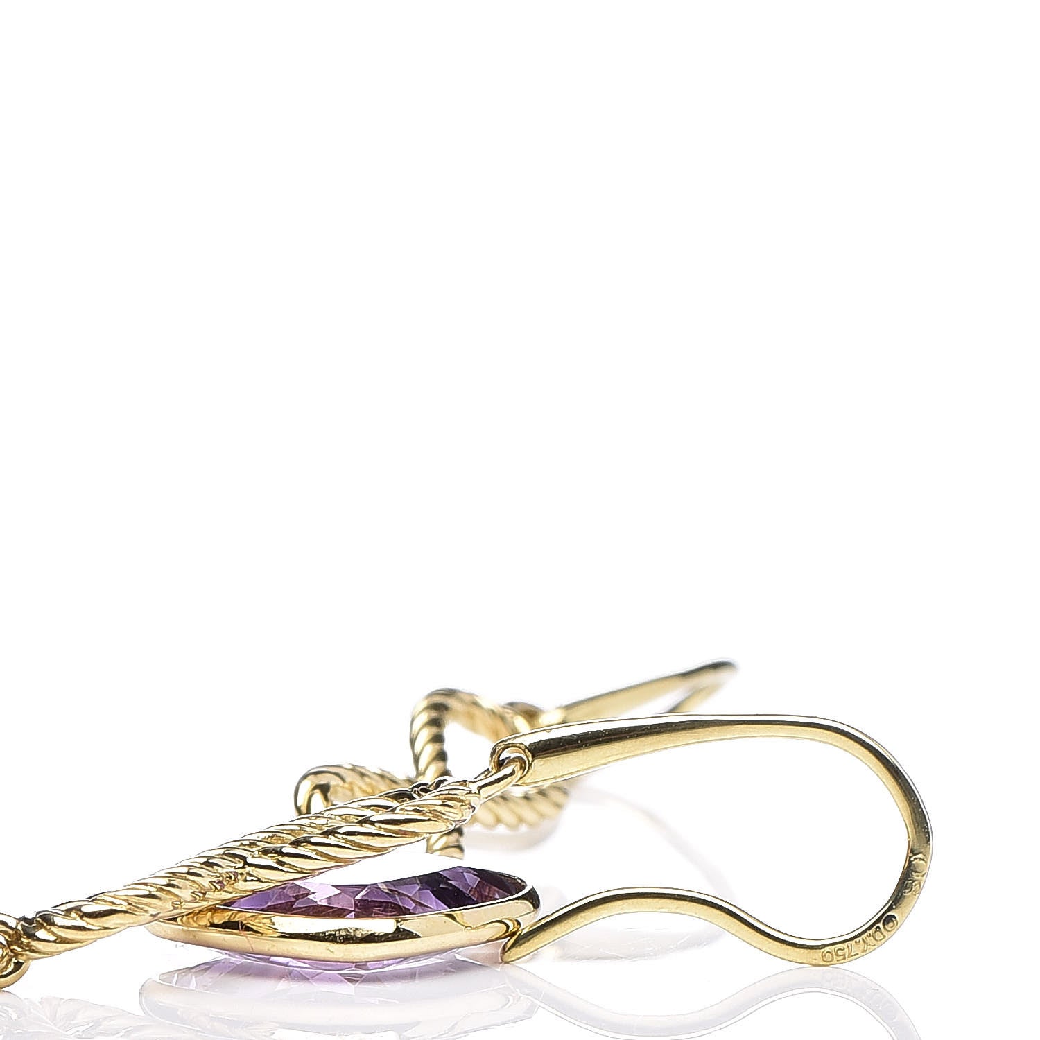 David Yurman 18K Yellow Gold Amethyst Infinity Drop Earrings 4 of 4