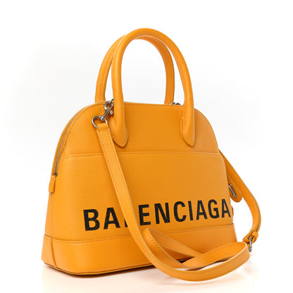 Balenciaga Signature Grained Calfskin Logo S Ville Top Handle Bag Yellow Black 3 of 9