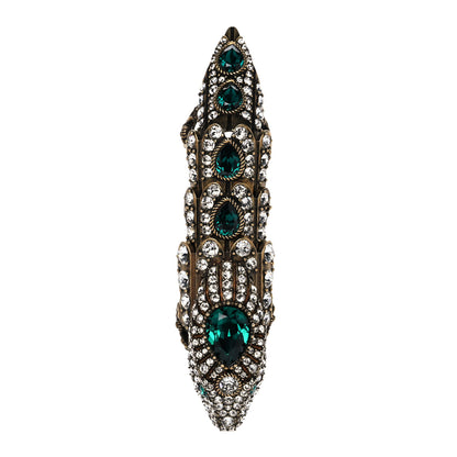 Gucci Metal Crystal Snake Finger Ring Aged Gold 1 of 5