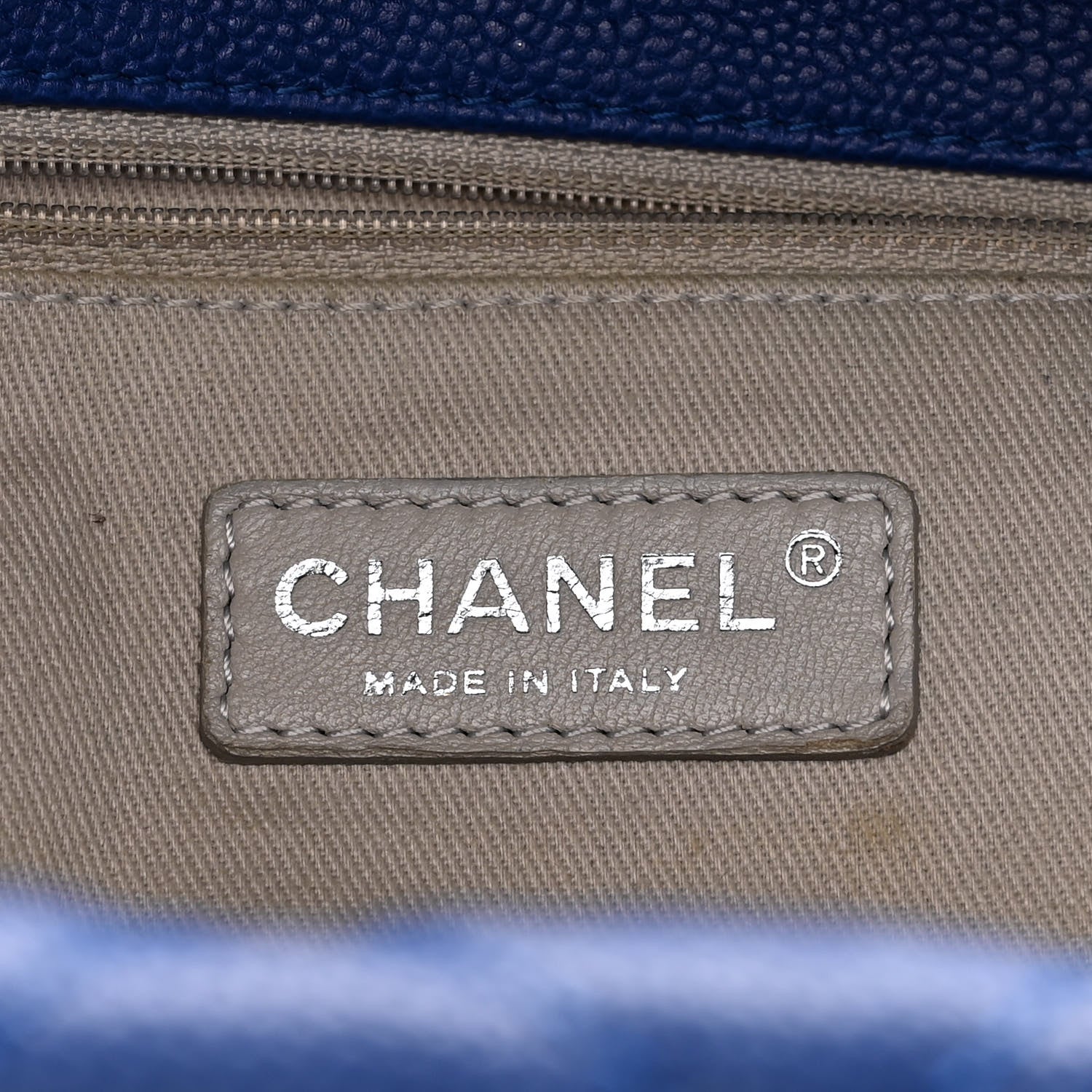 Chanel Caviar Quilted Easy Zip Flap Tote Blue 6 of 17