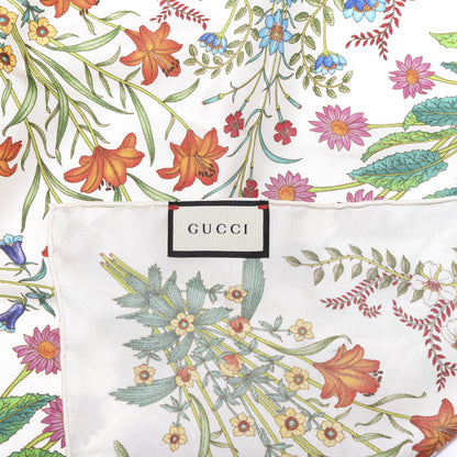 Gucci Silk Twill Nuovoflora Square Handkerchief Ivory Blue 4 of 4