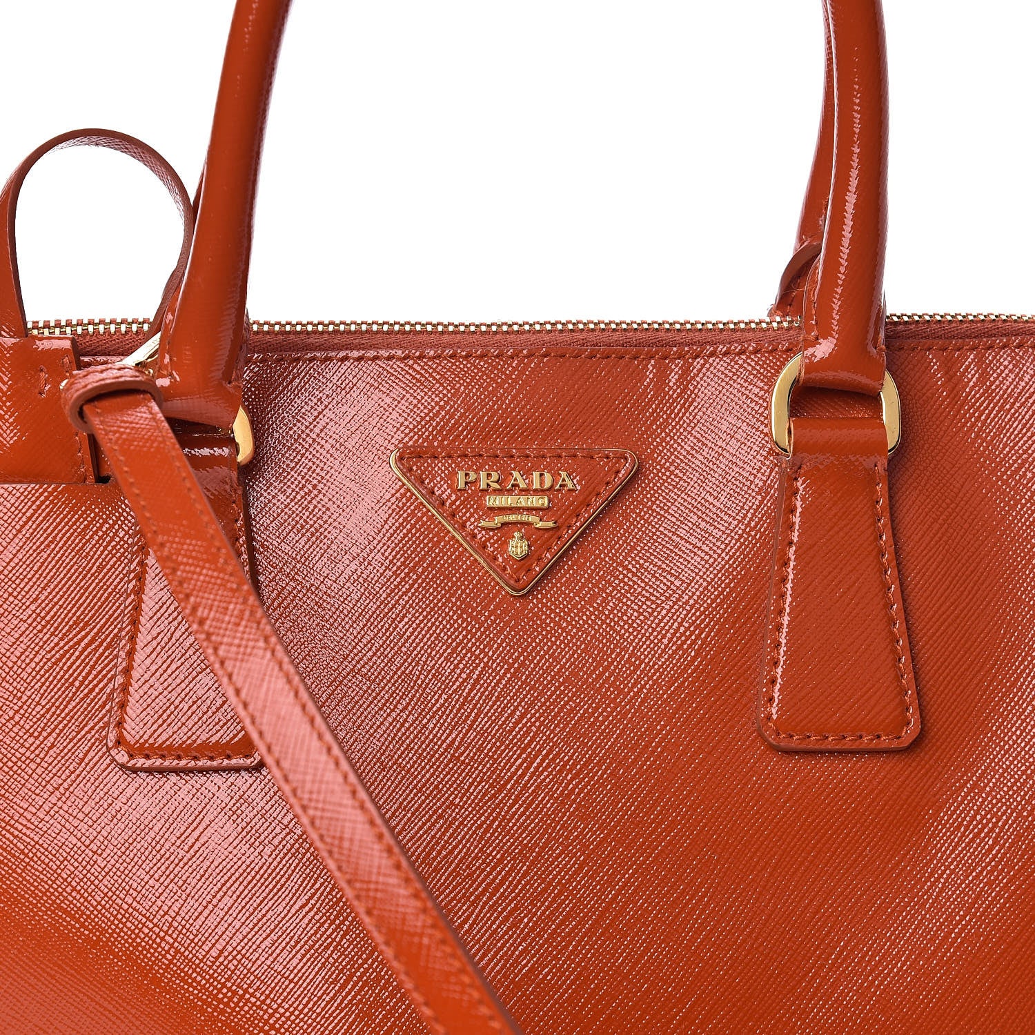 Prada Saffiano Vernice Medium Promenade Tote Arancio 10 of 10