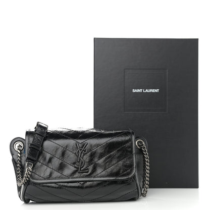Saint Laurent Crinkled Calfskin Matelasse Monogram Niki Body Bag Black 10 of 10