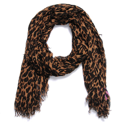 Louis Vuitton Cashmere Silk Leopard Stole Brown 5 of 7