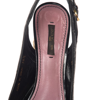 Louis Vuitton Denim Patent Monogram Bow Espadrille Wedges 38.5 Black 8 of 23