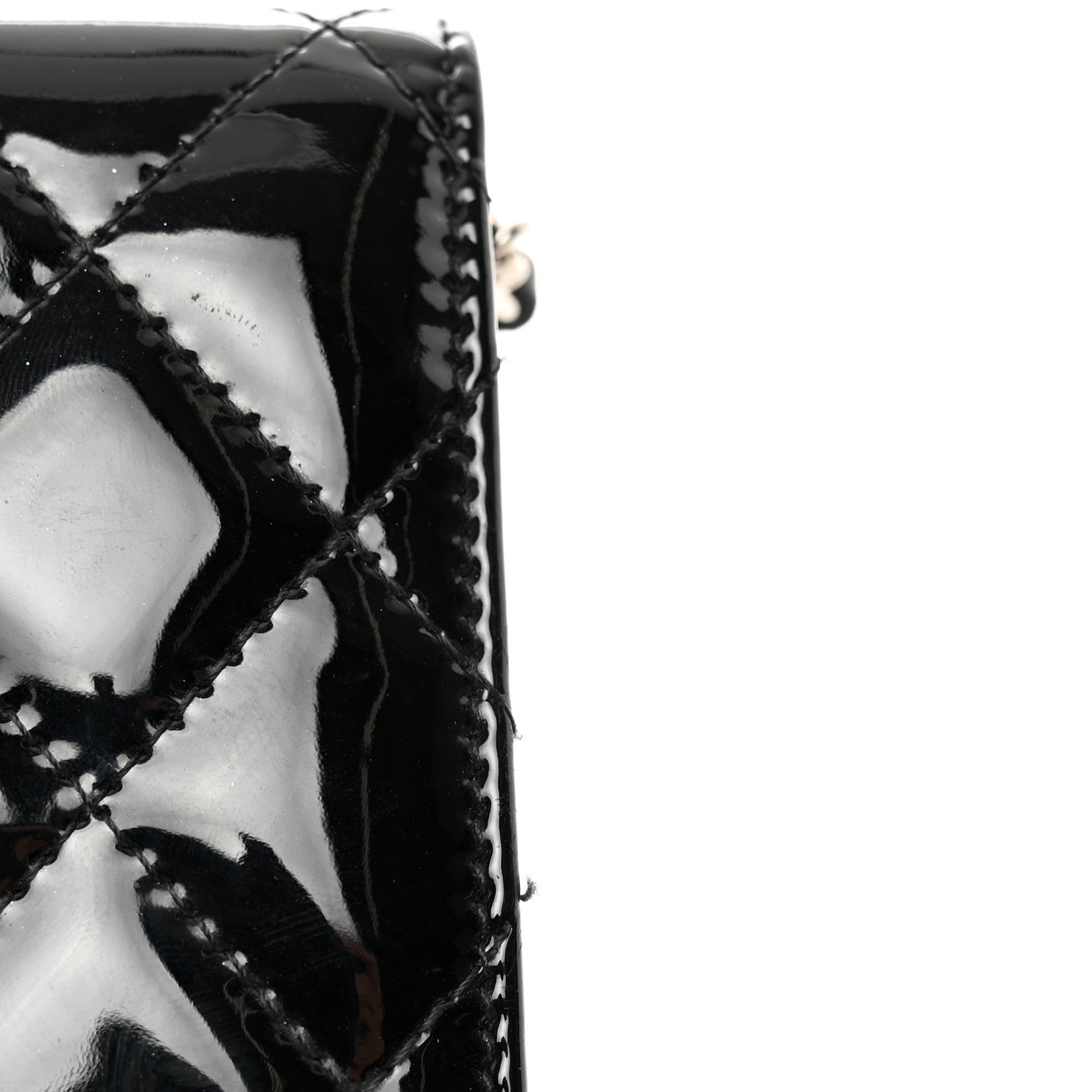 Chanel Patent Quilted Wallet On Chain WOC Black 8 of 9