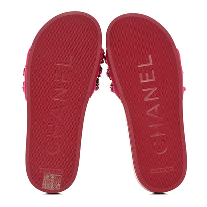 Chanel Satin Chain Flat Sandals 36 Dark Fuchsia 5 of 9