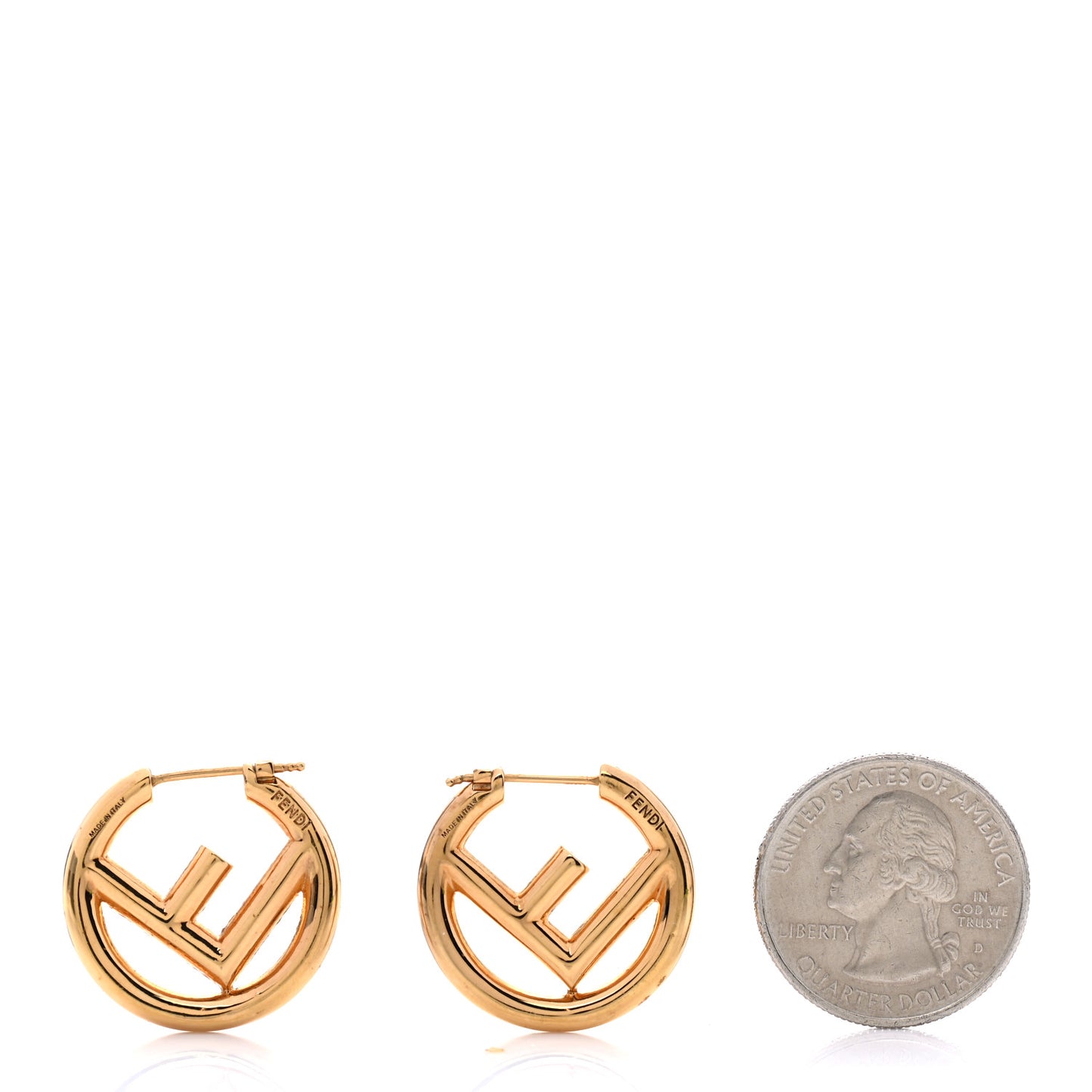 Metal FF Hoop Earrings Gold