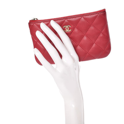Chanel Lambskin Quilted Small Cosmetic Case Dark Pink 2 of 9