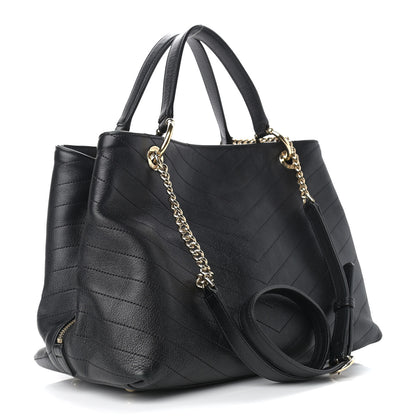 Chanel Calfskin Stitched Large Chevron Chic Shopping Bag Black 3 of 11
