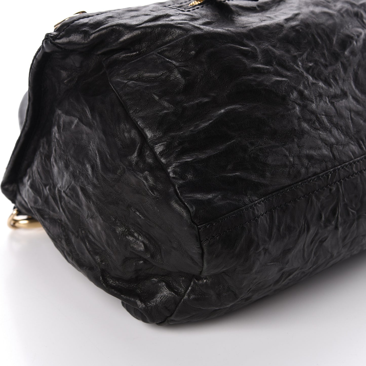 Tumbled Sheepskin Medium Pandora Bag Black