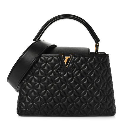 Louis Vuitton Lambskin Quilted Flower Capucines PM Black 1 of 10
