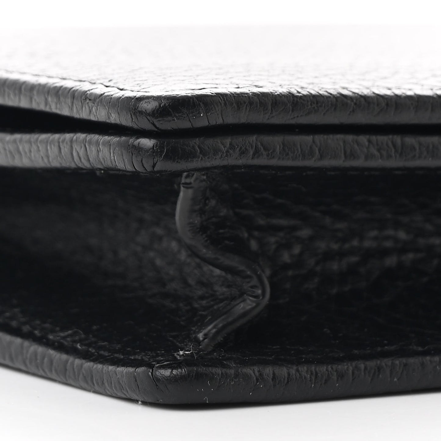 Dollar Calfskin Enamel Monochrome Mini GG Marmont Chain Wallet Black