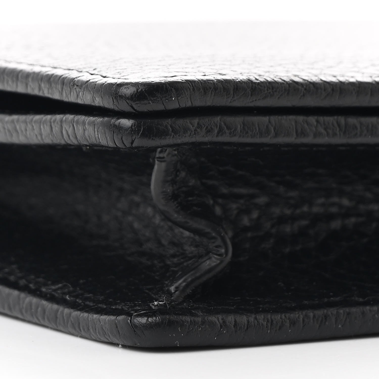 Gucci Dollar Calfskin Enamel Monochrome Mini GG Marmont Chain Wallet Black 8 of 11