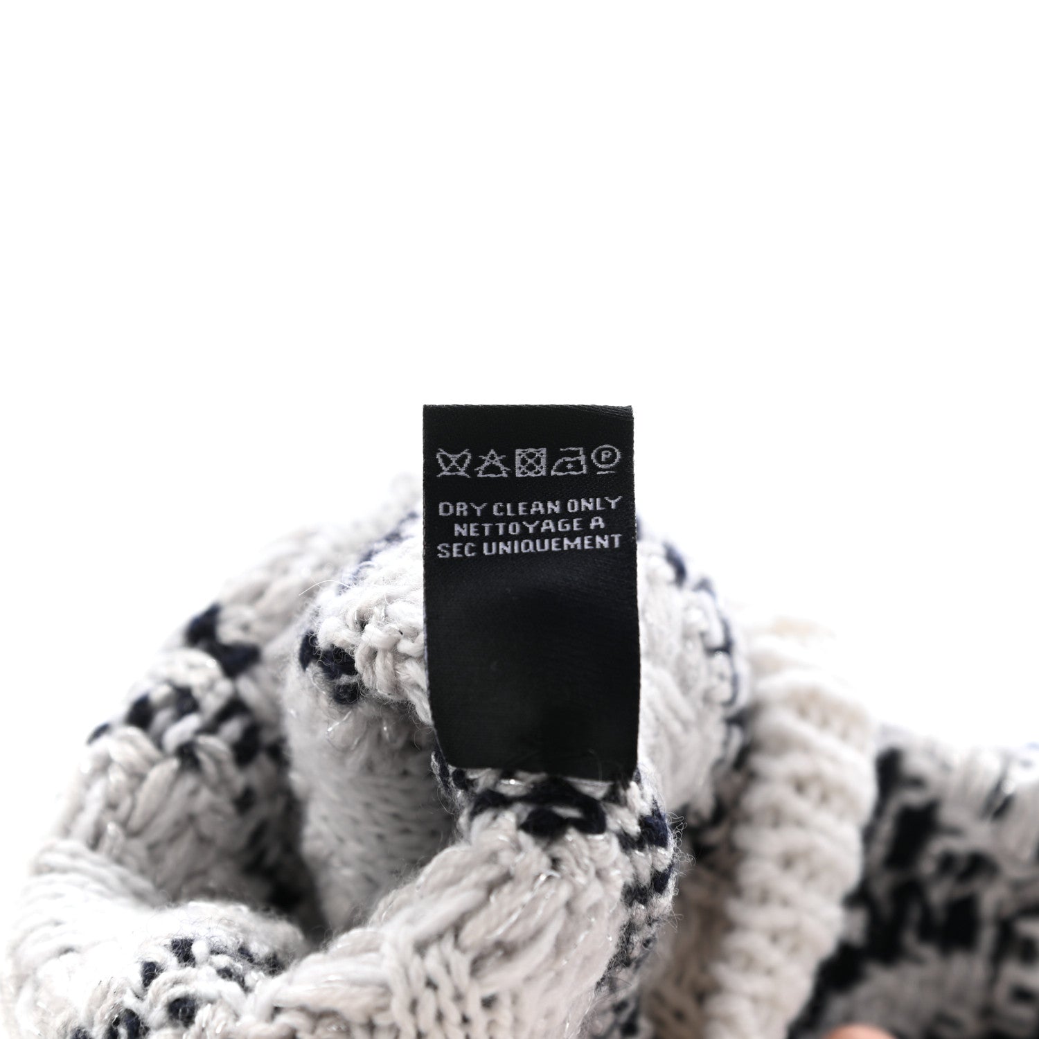 Chanel Cashmere Blend CC Fingerless Gloves Beige White Black 4 of 4