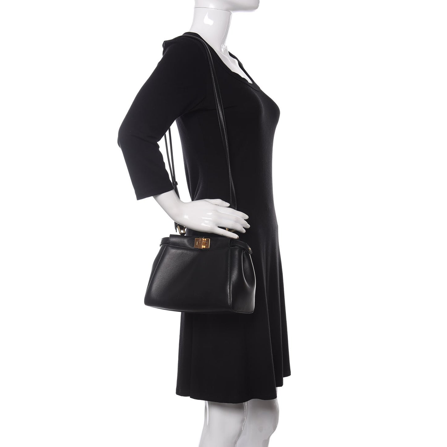 Nappa Stacked Bar Mini Peekaboo Iconic Satchel Black