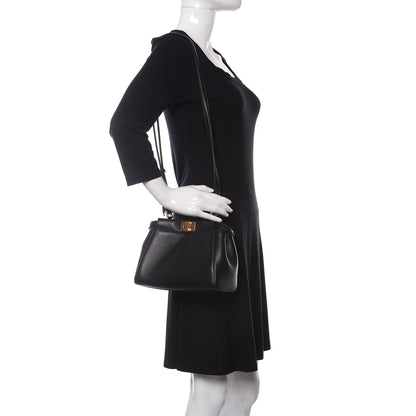 Fendi Nappa Stacked Bar Mini Peekaboo Iconic Satchel Black 2 of 10