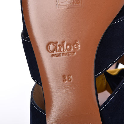 Chloe Suede Nellie Knotted Slipper Slide Sandals Flats 38 Navy 8 of 9