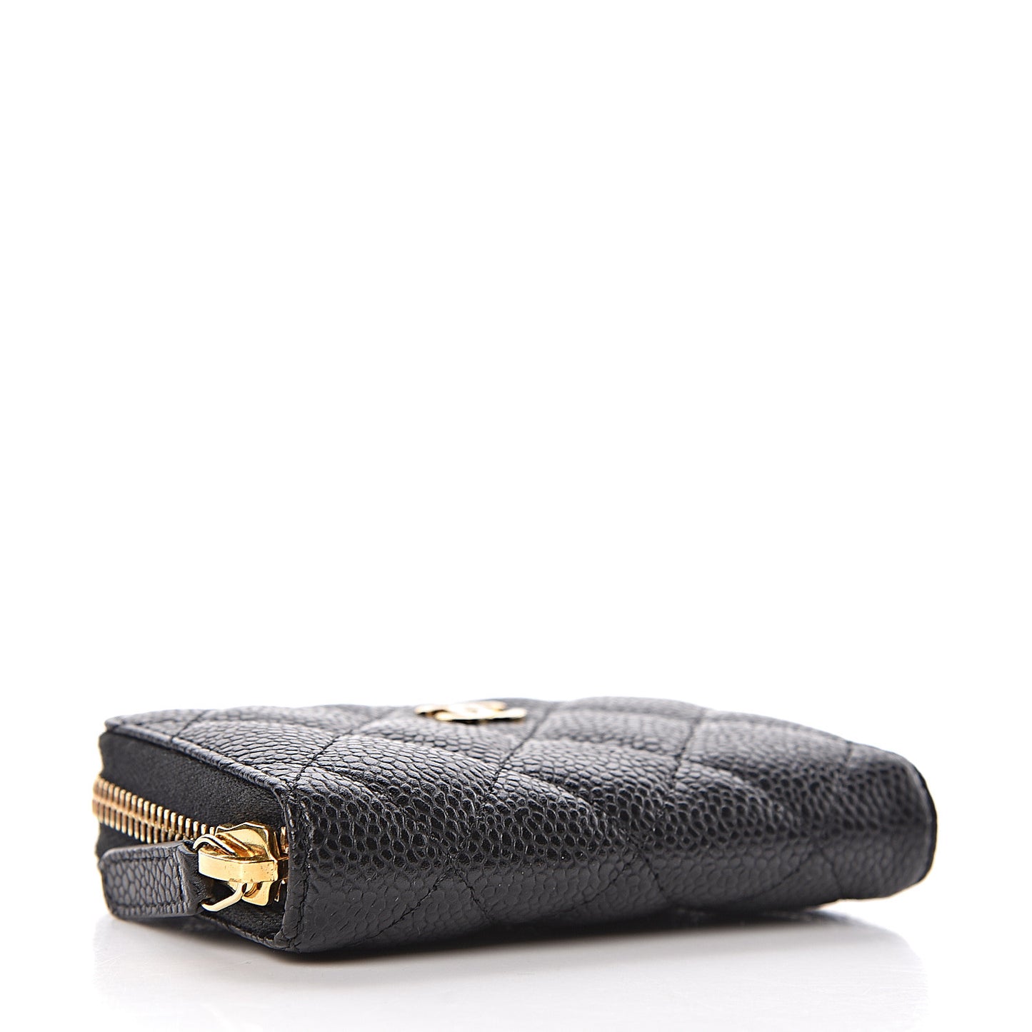 Caviar Quilted Zip Coin Purse Black