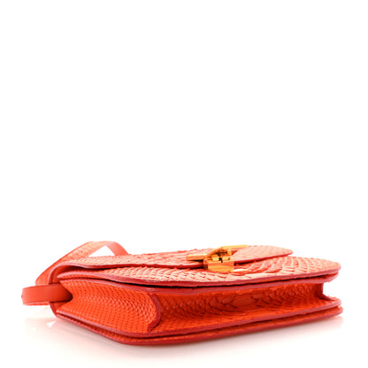 Celine Snakeskin Medium Classic Box Flap Orange 4 of 9