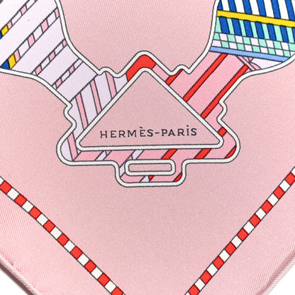Hermes Silk Tatersale En Zigzag Pocket Square Vieux Rose Rouge 2 of 4