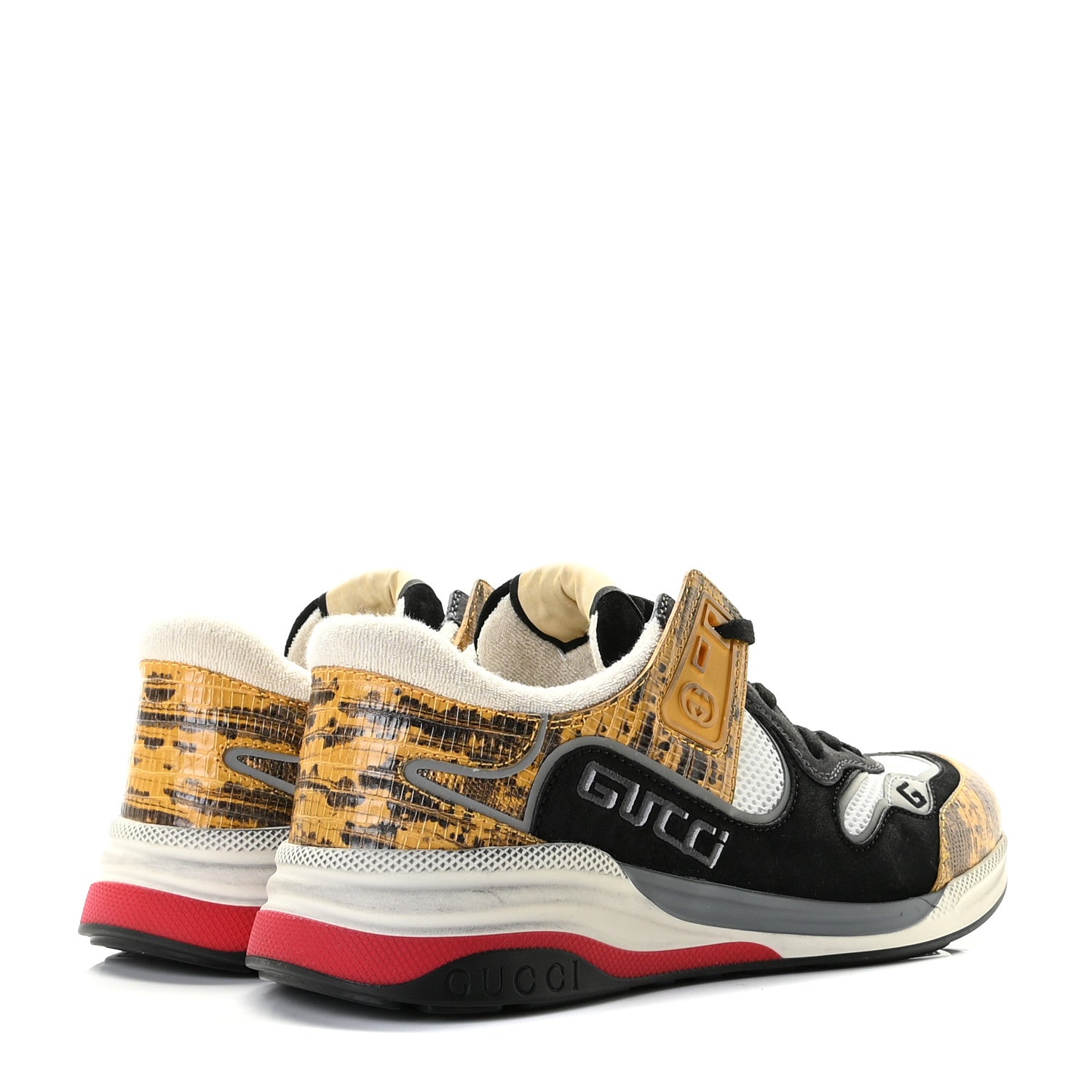 Gucci Suede Calfskin Tejus Printed Mens Ultrapace Sneakers 9 Crop Black Silver White 5 of 11