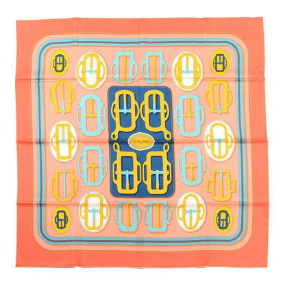 Hermes Silk Bouclerie Moderne Scarf 90 Orange Saumon Vert 1 of 4