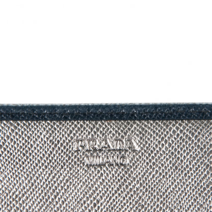 Prada Saffiano Bi-Color Metal Continental Flap Wallet Blue 7 of 7