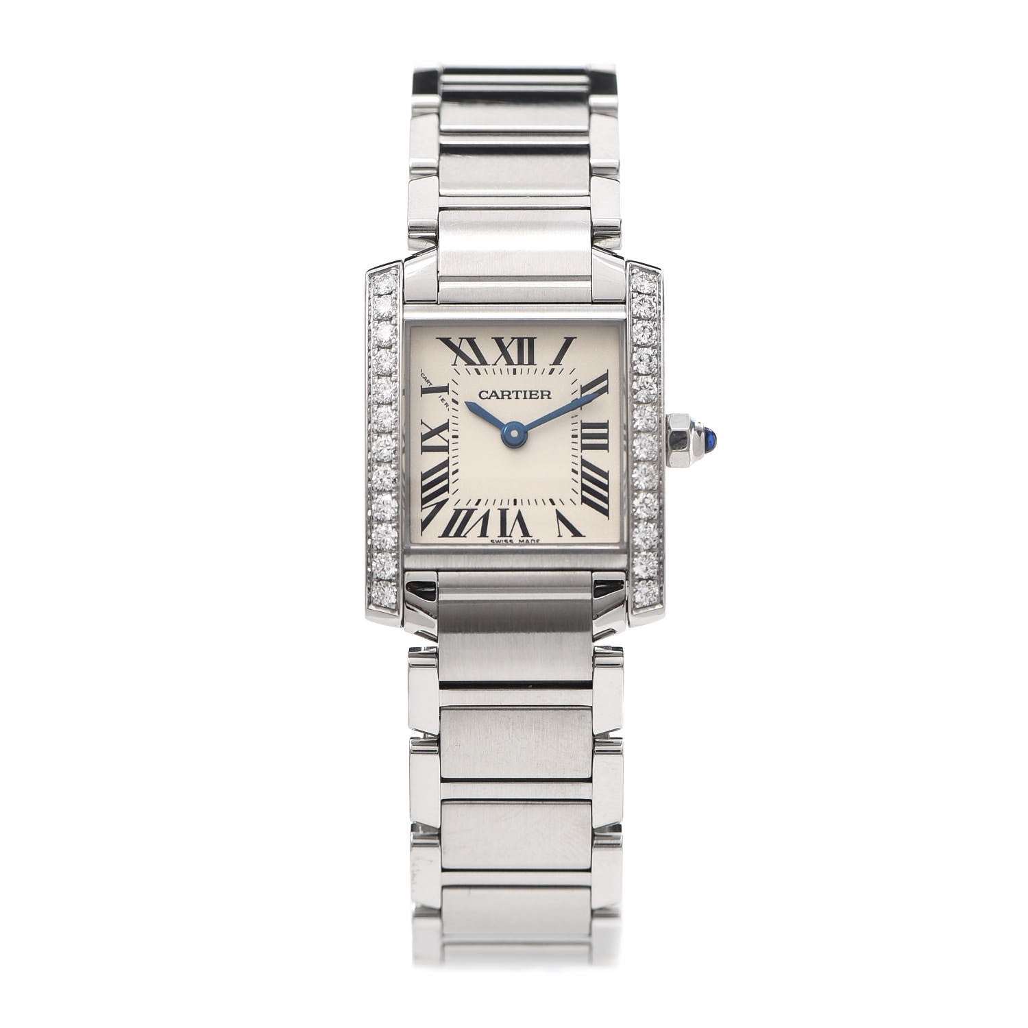 Cartier Stainless Steel Diamond Bezel 20mm Tank Francaise Quartz Watch 1 of 6