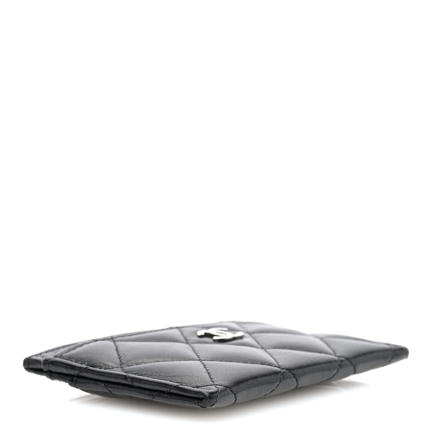 Lambskin Quilted Card Holder Black