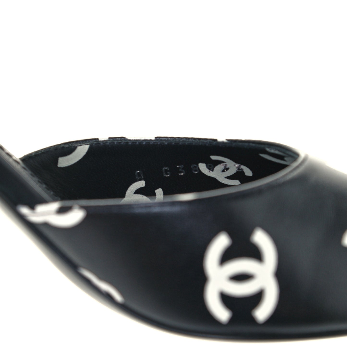 Lambskin Printed CC Sandals 40.5 Black White