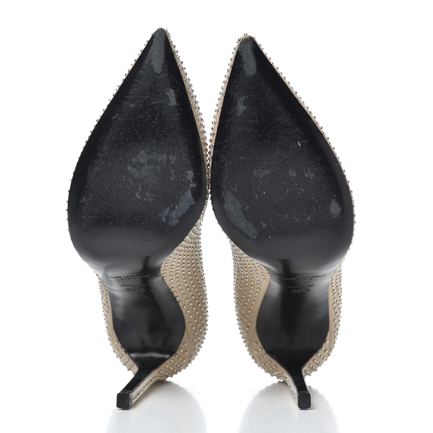 Saint Laurent Calfskin Micro Stud Paris 105 Pumps 36.5 Beige 5 of 14