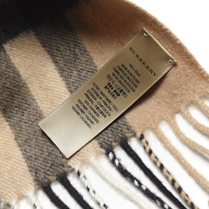 Burberry Cashmere Giant Check Fringe Scarf Camel 4 of 4