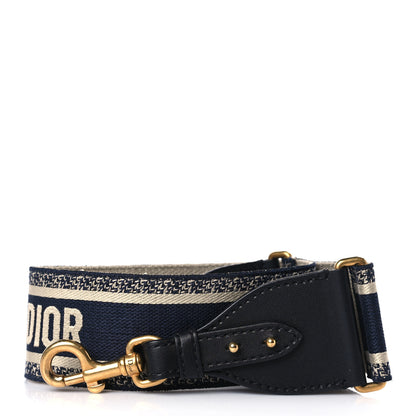 Christian Dior Canvas Embroidered Shoulder Strap Blue 1 of 6