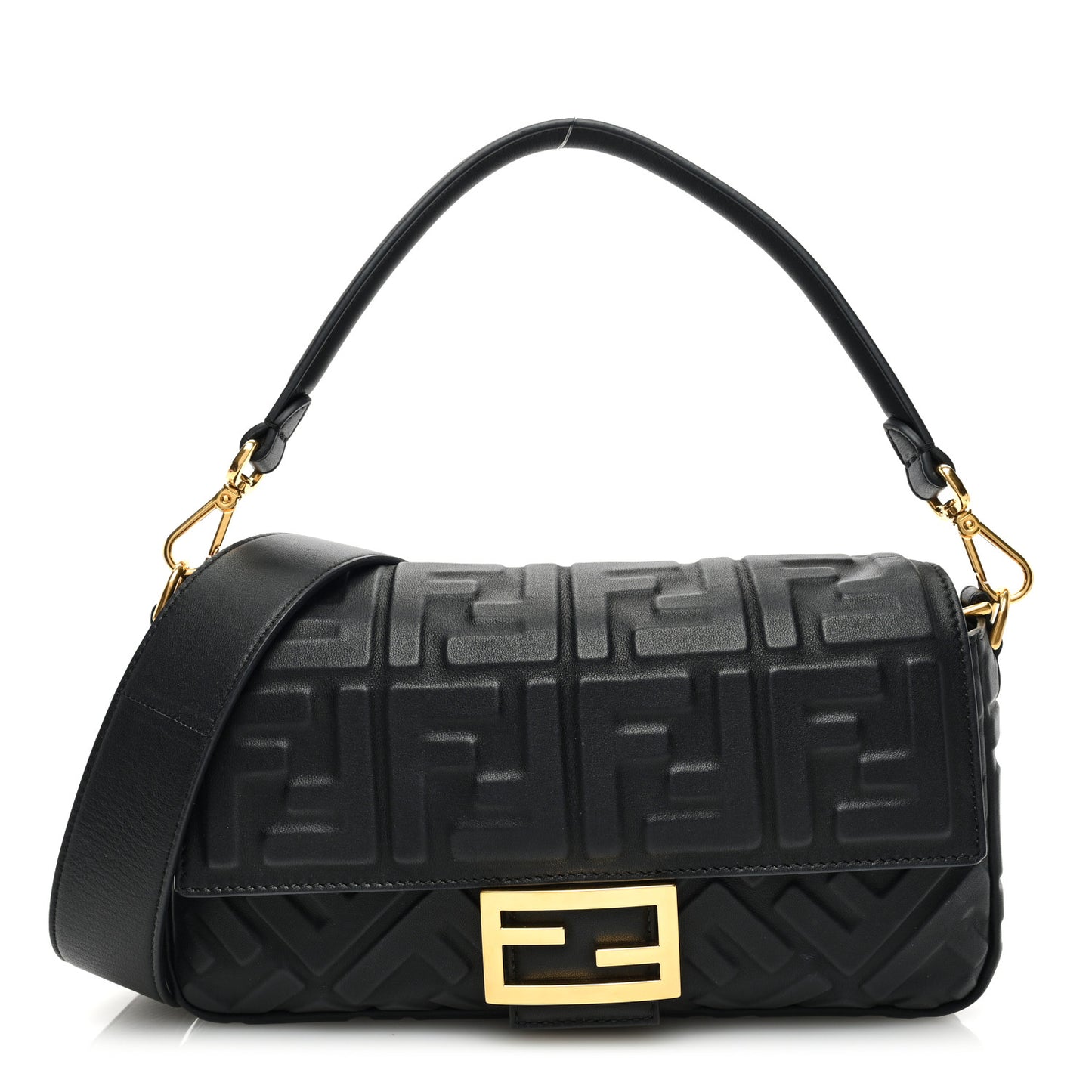 Nappa FF 1974 Embossed Baguette Black