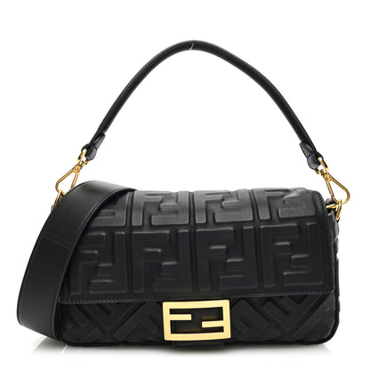 Fendi Nappa FF 1974 Embossed Baguette Black 1 of 10