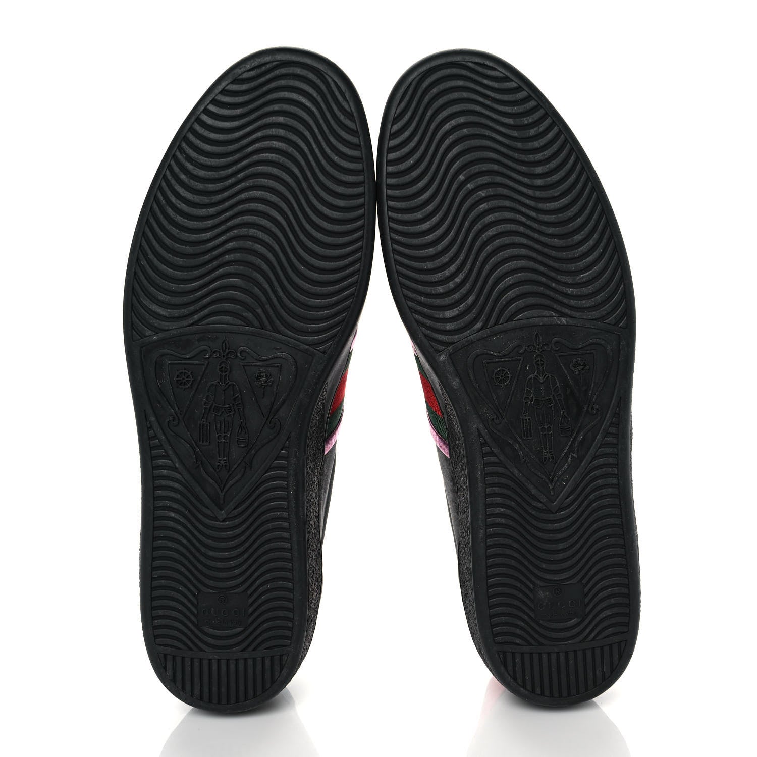 Gucci Calfskin Ayers Web Flames Embroidered Mens Ace Sneakers 11.5 Black 6 of 10