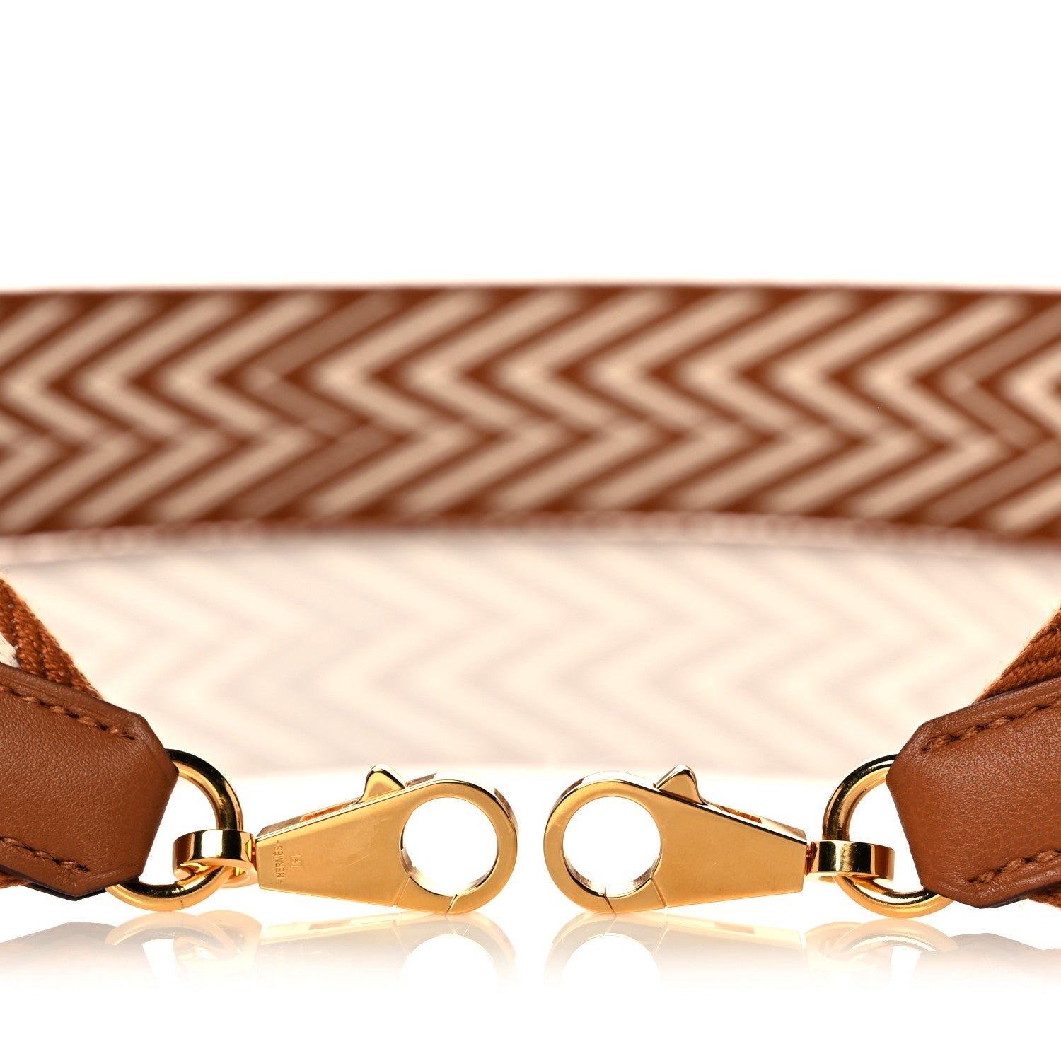 Hermes Toile Swift 50mm Sangle ZigZag Shoulder Strap Gold White 3 of 5