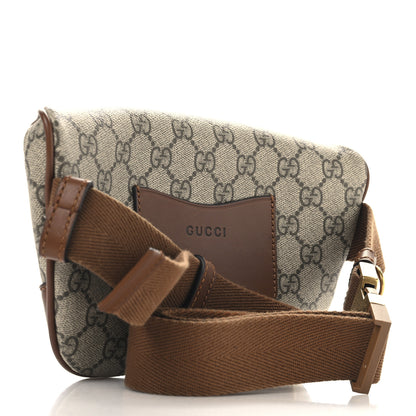 Gucci GG Supreme Monogram Emblem Calfskin Small Belt Bag Beige Dark Brown 3 of 12