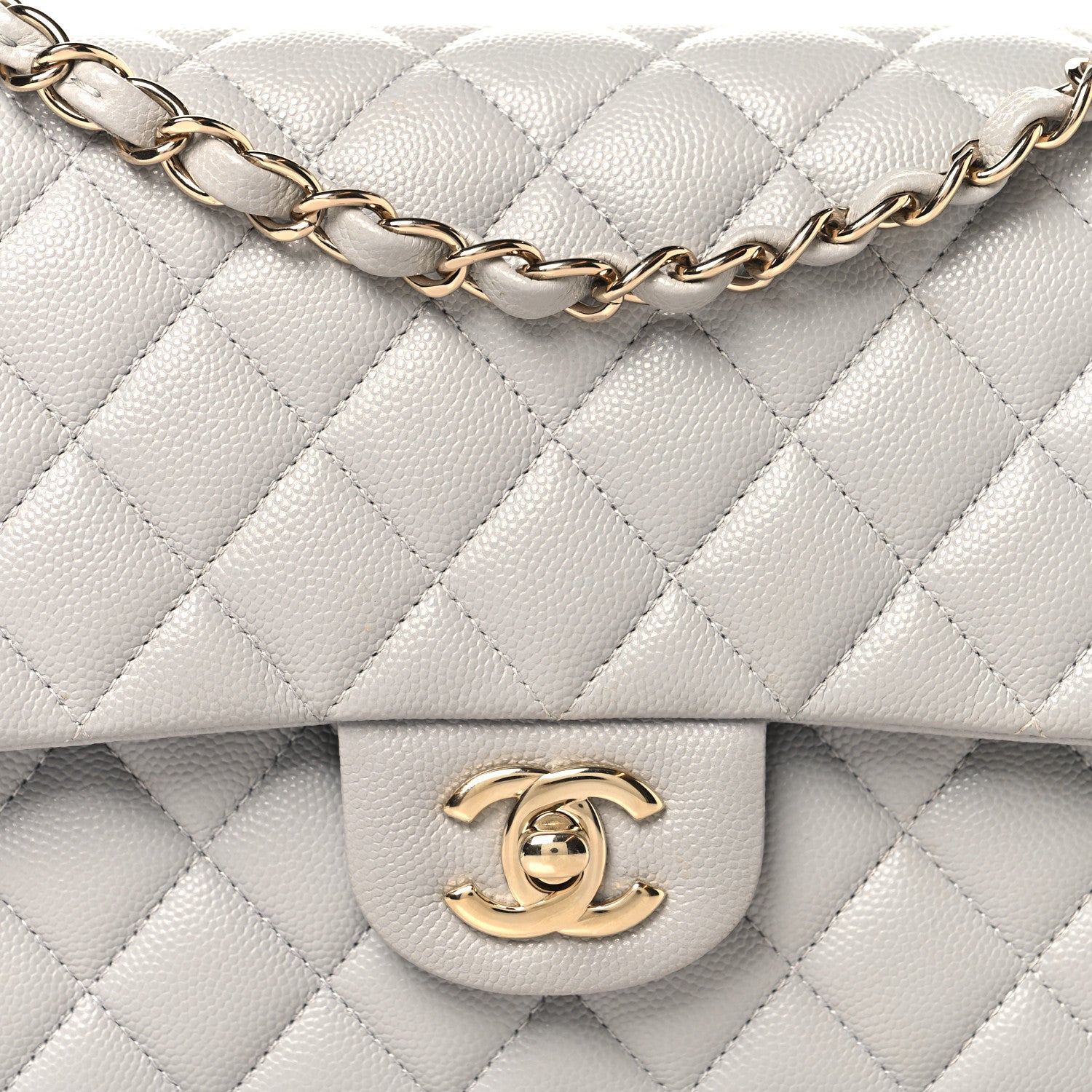 Chanel Caviar Quilted Medium Double Flap Grey 8 of 10