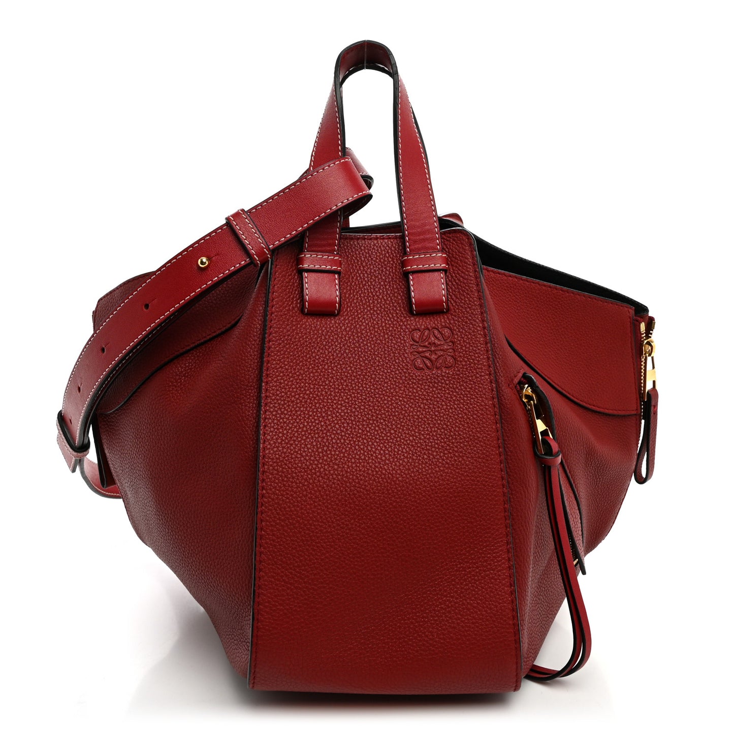 Grained Calfskin Small Hammock Shoulder Bag Raspberry