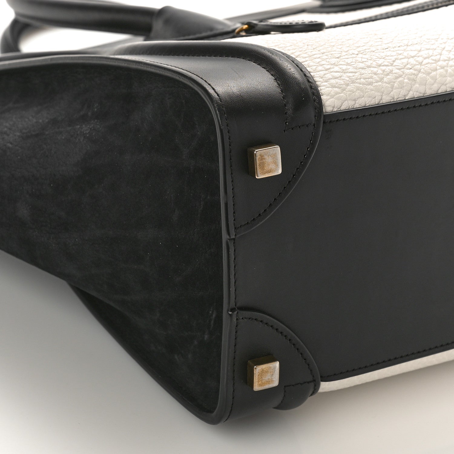 Celine Bullhide Calfskin Nubuck Bi-Color Luggage Black White 7 of 8
