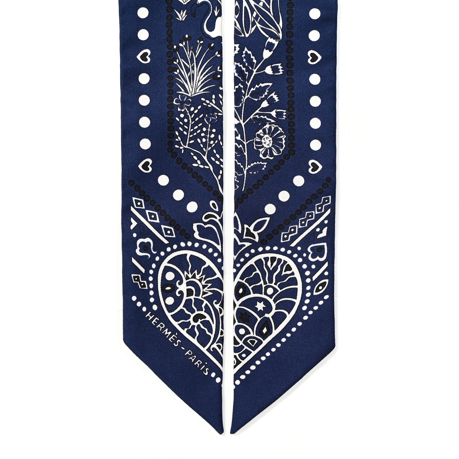Hermes Silk Peuple Du Vent Bandana Twilly Marine White Black 2 of 5