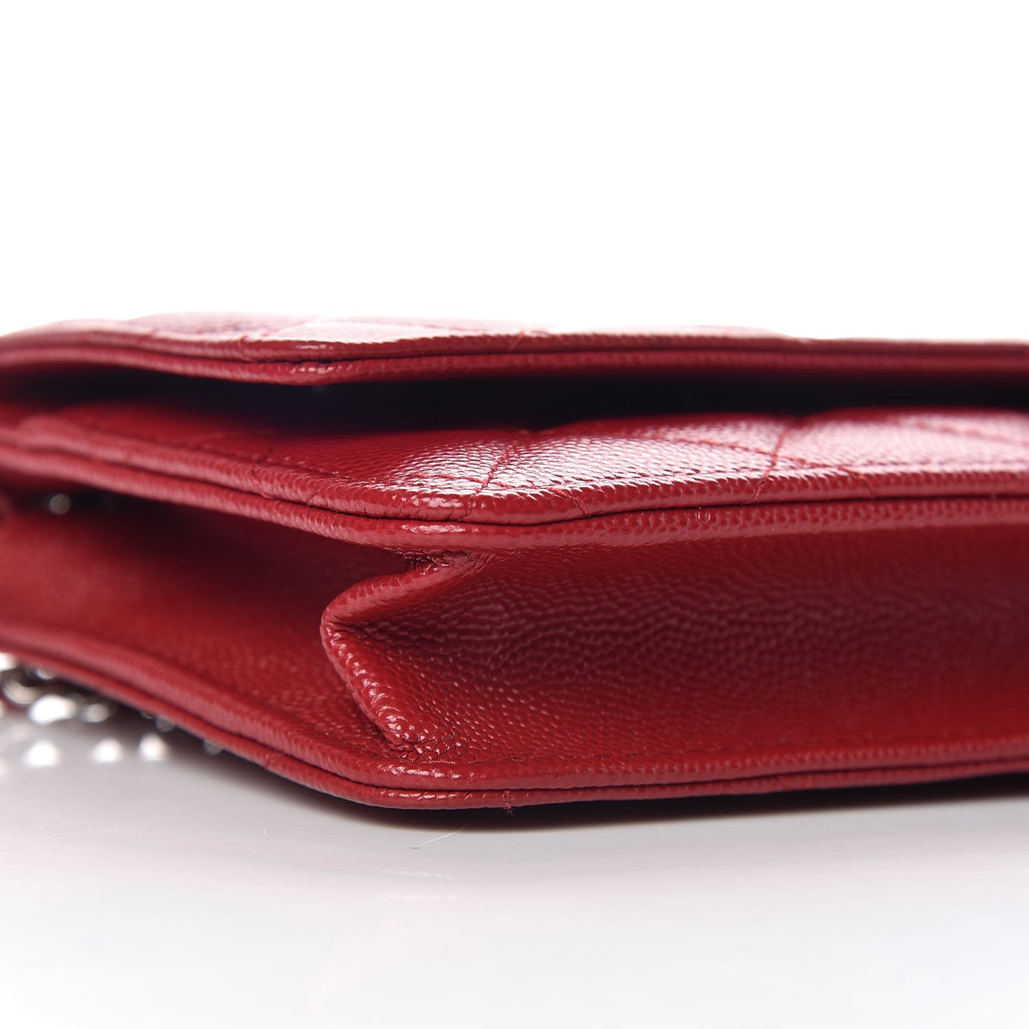 Caviar Quilted Wallet On Chain WOC Dark Red