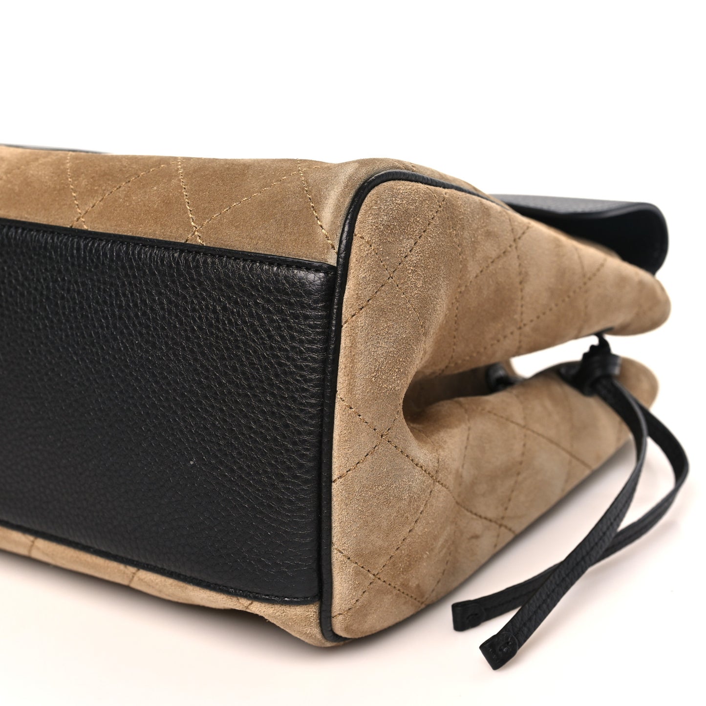 Grained Calfskin Suede Urban Essentials Large Shopping Bag  Dark Beige Black