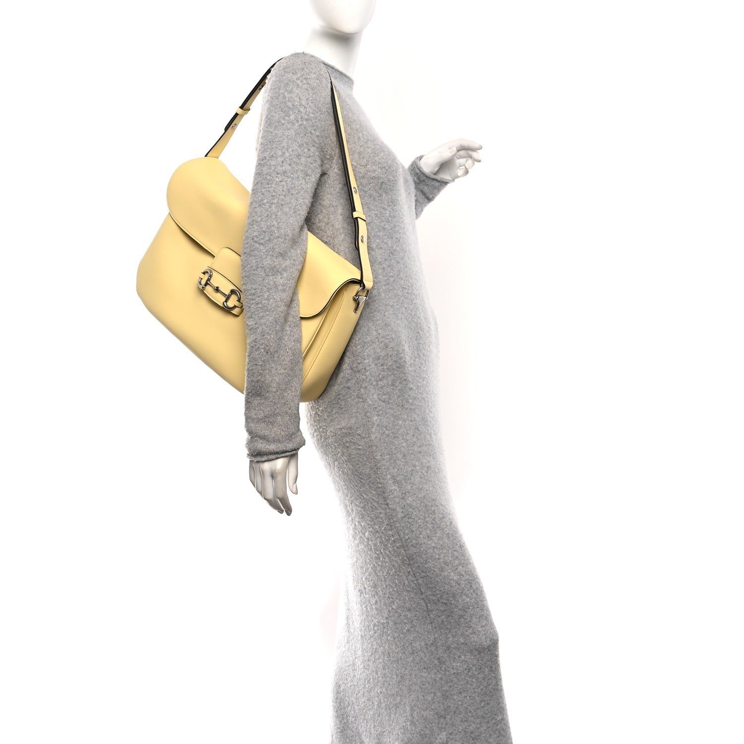 Gucci Calfskin Large Aura Horsebit 1955 Shoulder Bag Butter 2 of 10