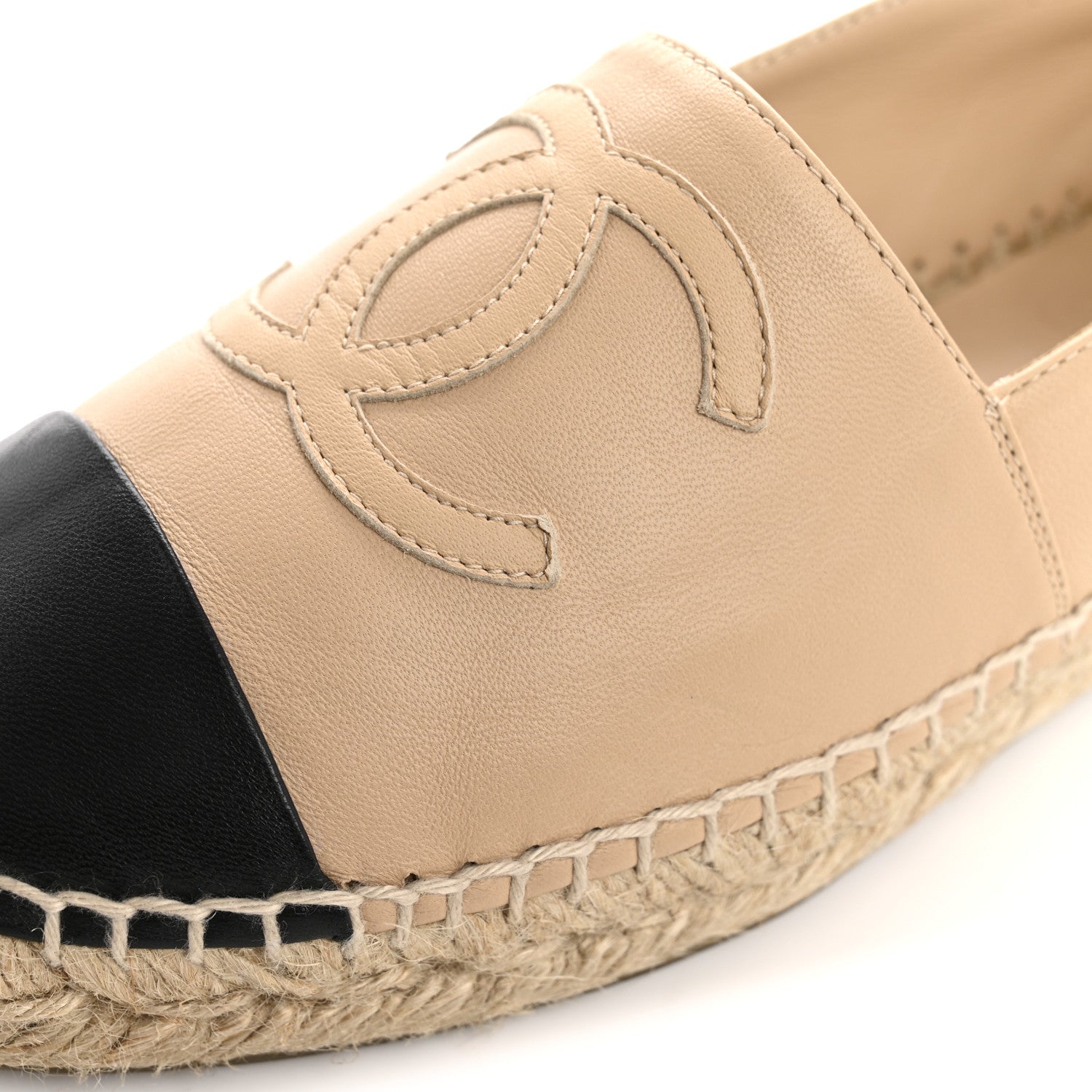 Chanel Lambskin CC Espadrilles 36 Beige Black 12 of 13